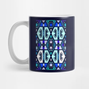 Manjak African Wax Textile Tribal Mudcloth Symmetrical Pattern Blues Mug